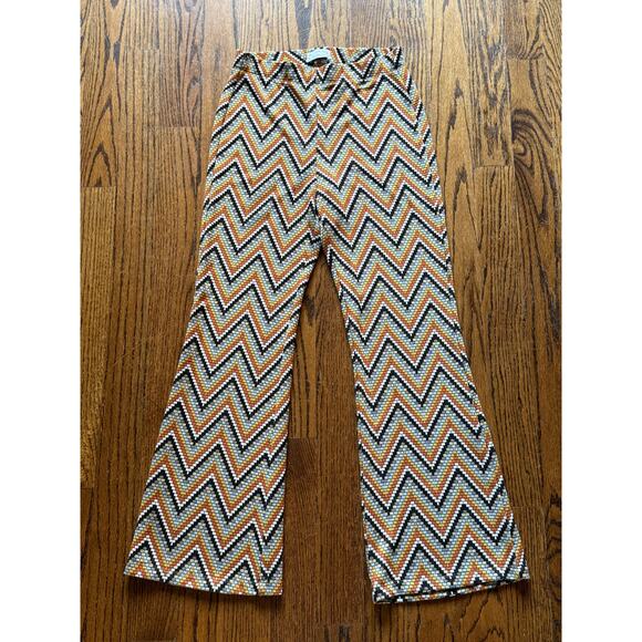 Tall SZ Lrg NWT Urban Outfitters Chevron Orange Brown Thanksgiving Fall Pants - Picture 4 of 12